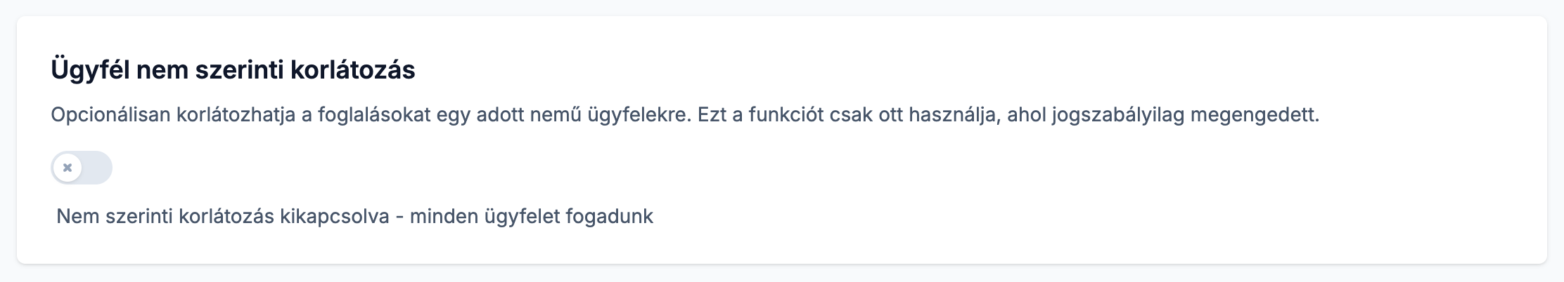 Nem szerinti korlátozás beállítása